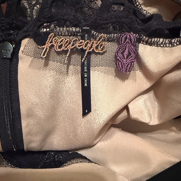 Vintage Free People Black and Cream Backless Lace Dress - Picture 3 of 5